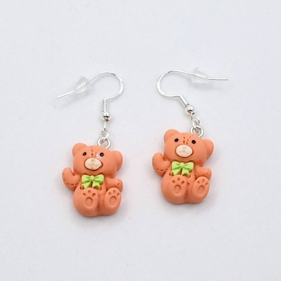 Jewelry - ADORABLE ACRYLIC ORANGE BEAR EARRINGS WITH STERLING EAR WIRES